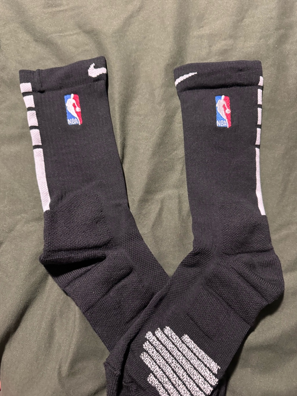 NBA Black Crew Athletic Socks with White Logo Accents